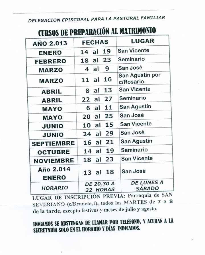 Cursos prematrimoniales en Cádiz 2013