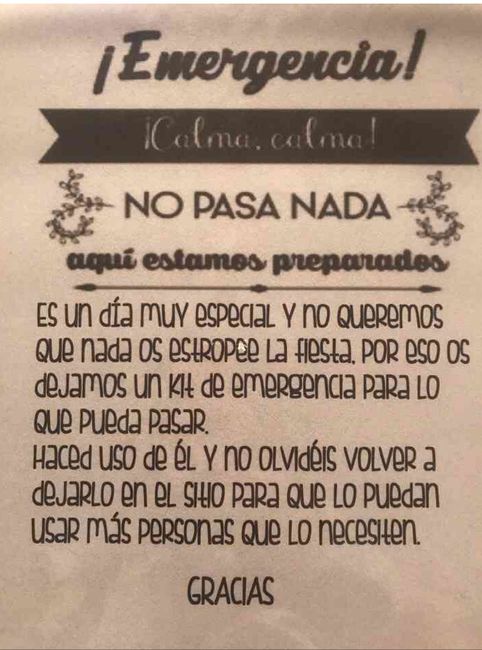 Cartel kit de emergencia baño! - 1