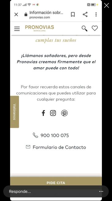 Problemas de contacto con Pronovias 1