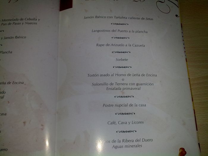 menu cena banquete