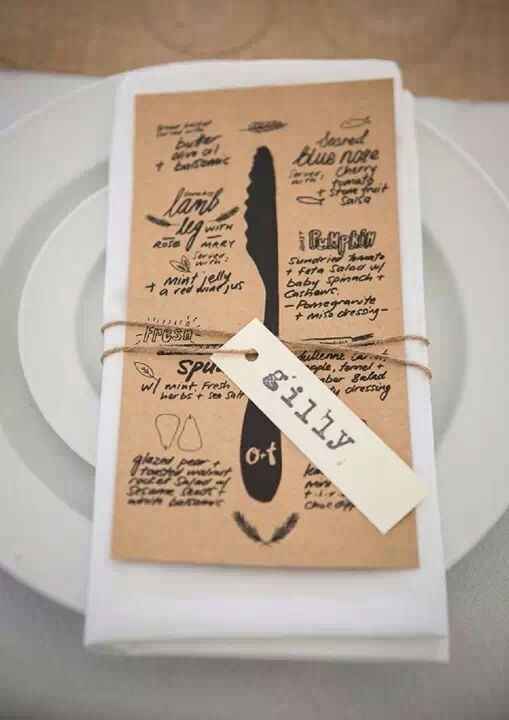 una manera original de mostrar el menú a los invitados
