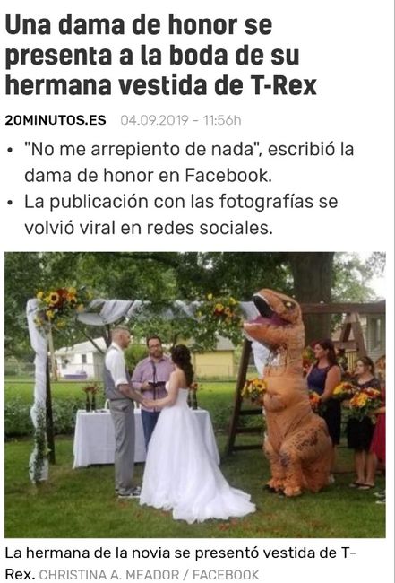 Un toque de Humor: Dama de honor vestida de t Rex - 1