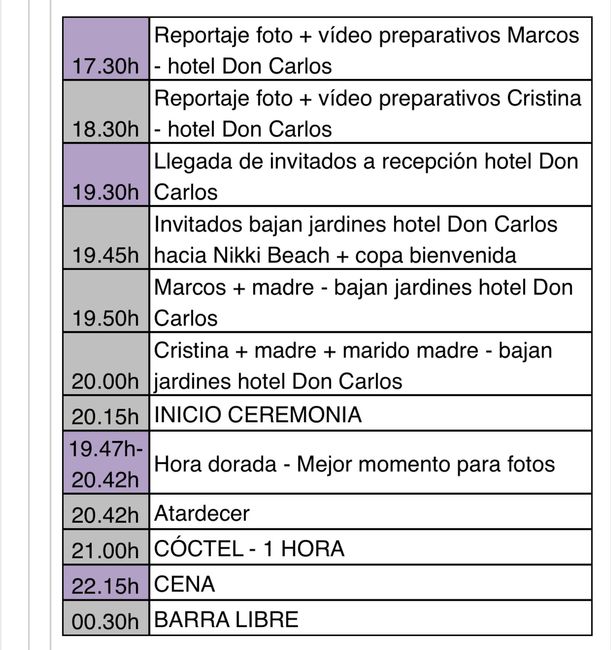 Programa de la boda 3