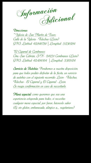 Tarjeta acompaÑamiento de invitacion de boda para invitados de otra ciudad - 1