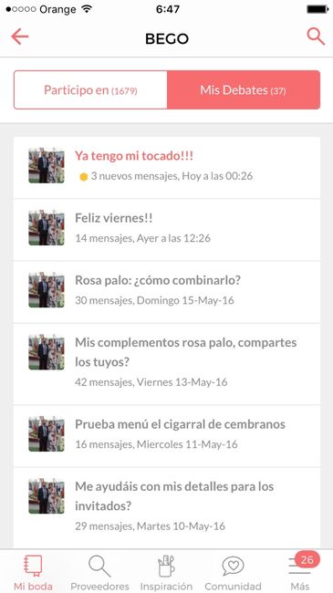 Como saber los debates creados x mi - 2