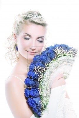ABANICO ROSAS AZULES