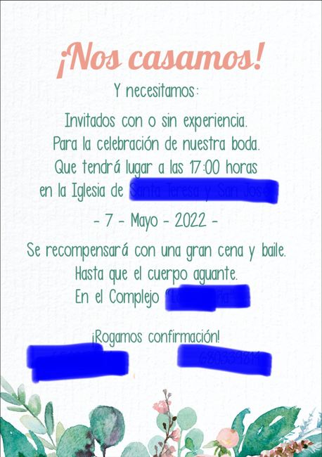 Invitaciones ¿que poner? 1