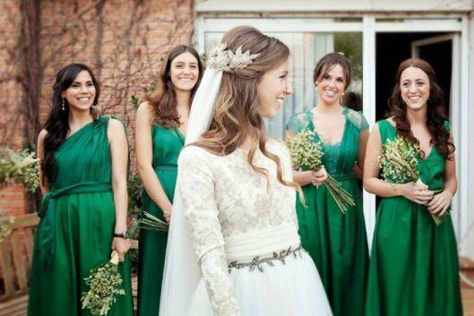 Novias con damas de honor ?vestido verdes - 3