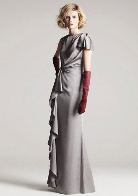 Vestido Largo Gris Plata Carolina Herrera