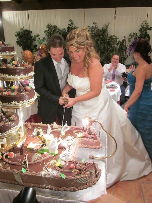 con la tarta 