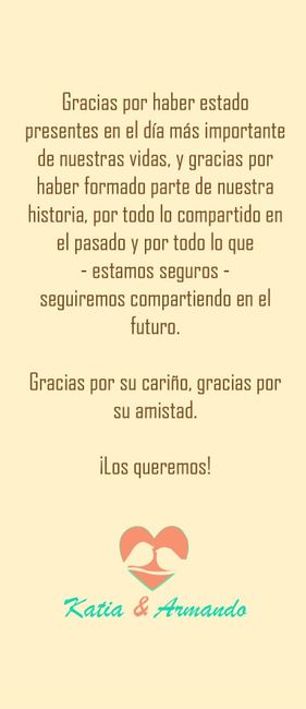 Reverso de la tarjeta deagradecimiento