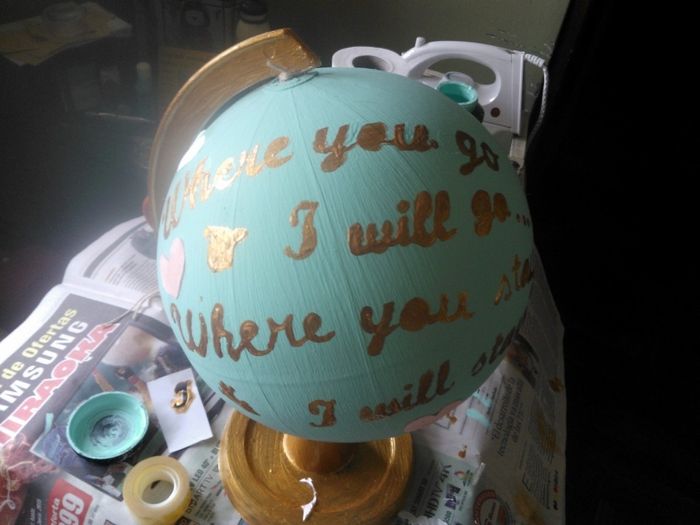 Globo terráqueo personalizado ("Donde vayas, yo iré. Donde estés, yo estaré")