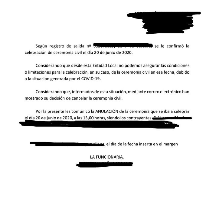 Papel cancelación boda 1