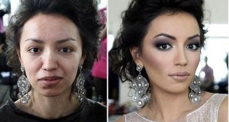Sin y con maquillaje 