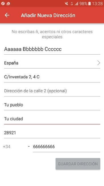 Problema dirección aliexpress - 1