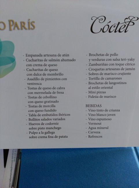 Precios menu - restaurante - 2
