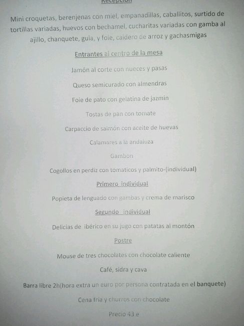 Ayuda!!!cuanto os vale el menu por persona???estoy hecha un lioo s.o.s - 1