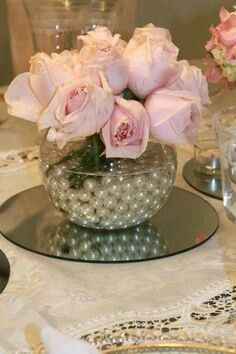 Pecera perlas y flores