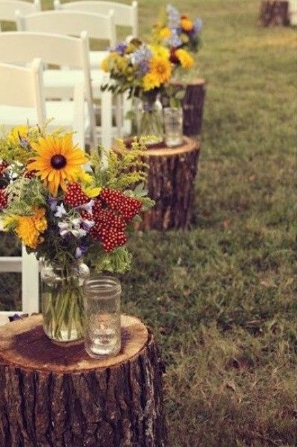Entrada con girasoles
