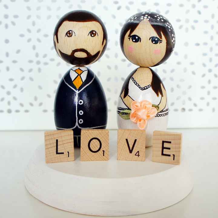Kokeshi wedding personalized cake topper 