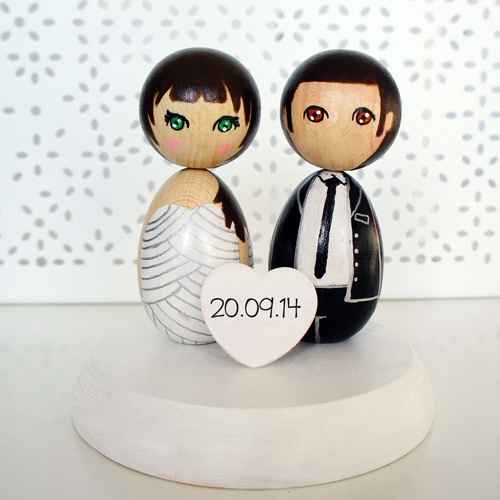 Kokeshi wedding personalized cake topper
