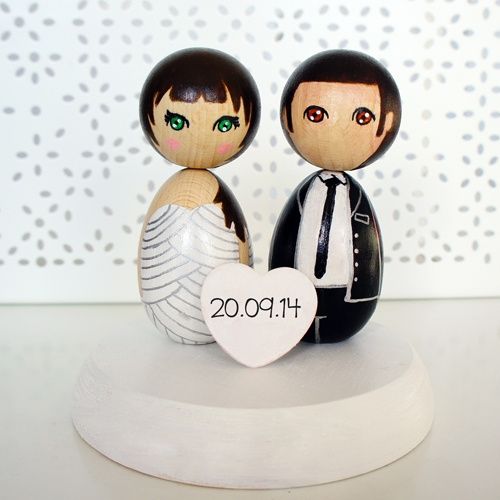 Kokeshi wedding personalized cake topper