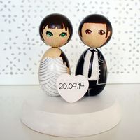 Kokeshi wedding personalized cake topper