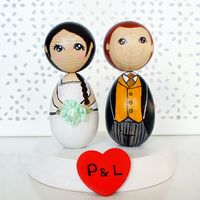 Muñecos kokeshi tarta boda personalizados