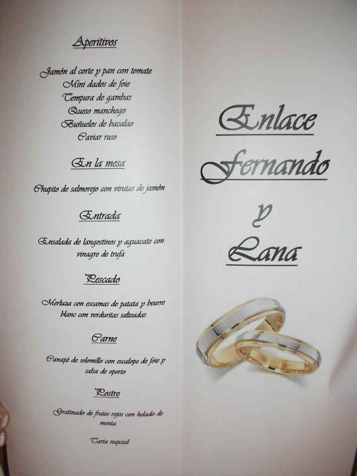 menu de boda