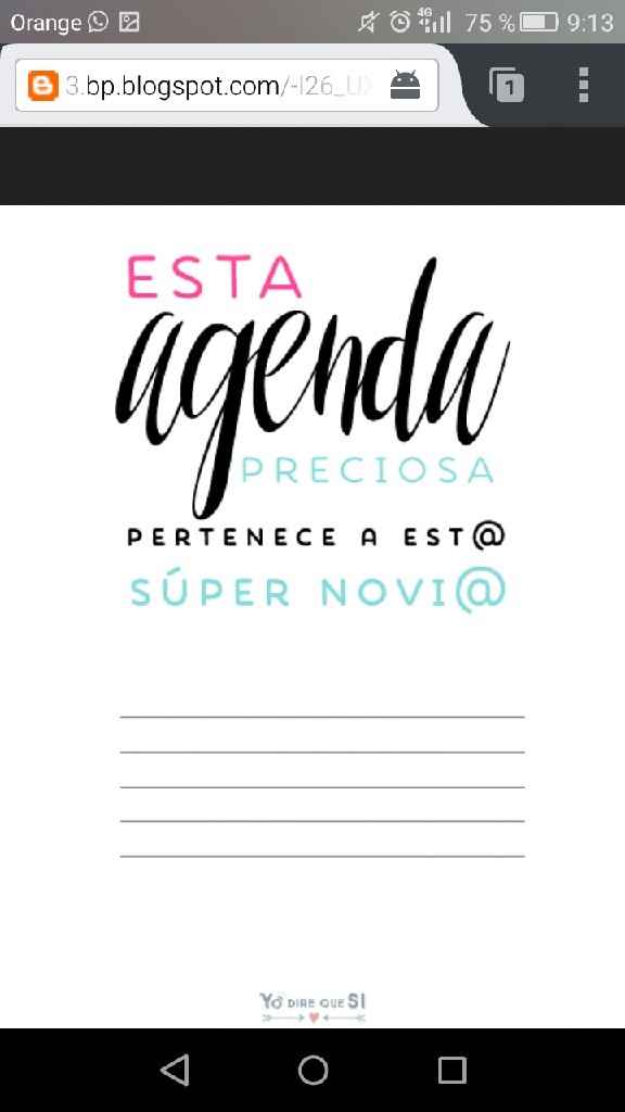 Agenda para novias imprimibles - 2