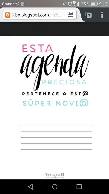 Agenda para novias imprimibles - 2