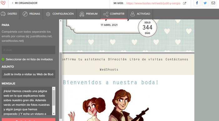 Se puede modificar el mensaje para compartir el link de nuestra página web? 5