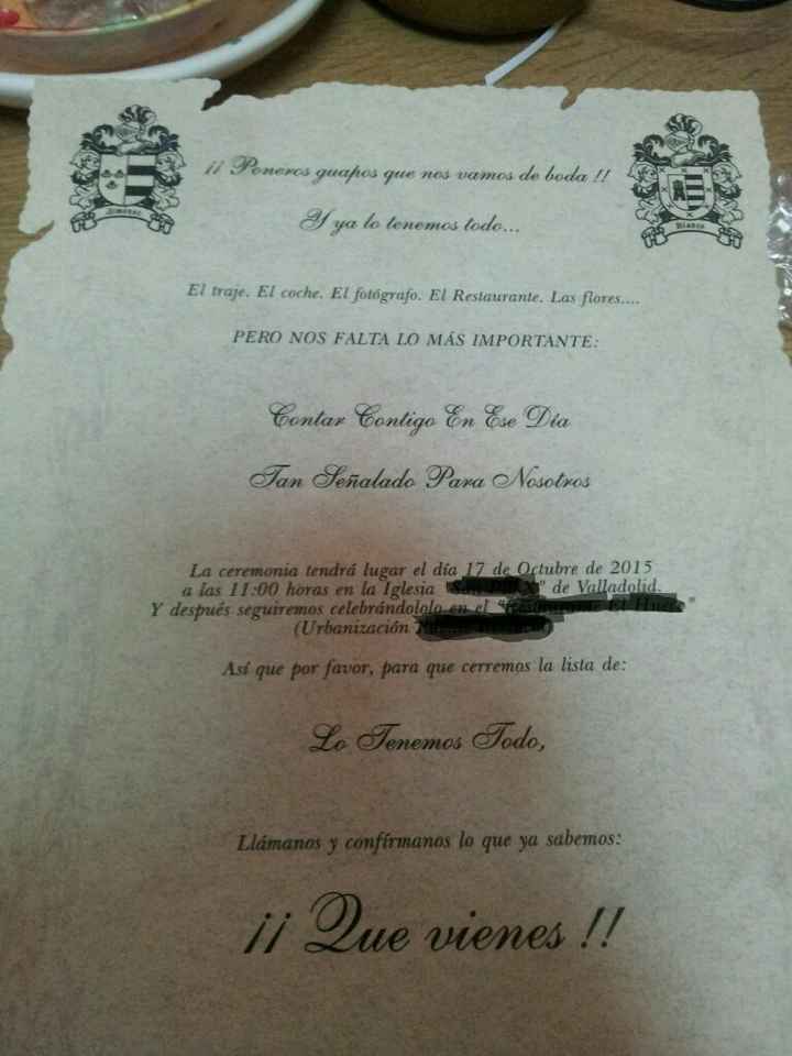 Invitaciones artesanas formato pergamino - 1