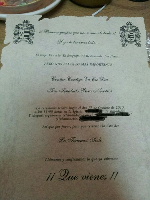 Invitaciones artesanas formato pergamino - 1