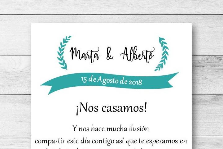 Invitación de boda. Tamaño A5