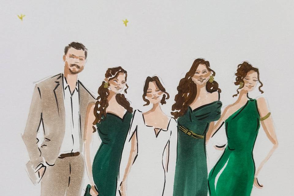 Novia y damas de honor