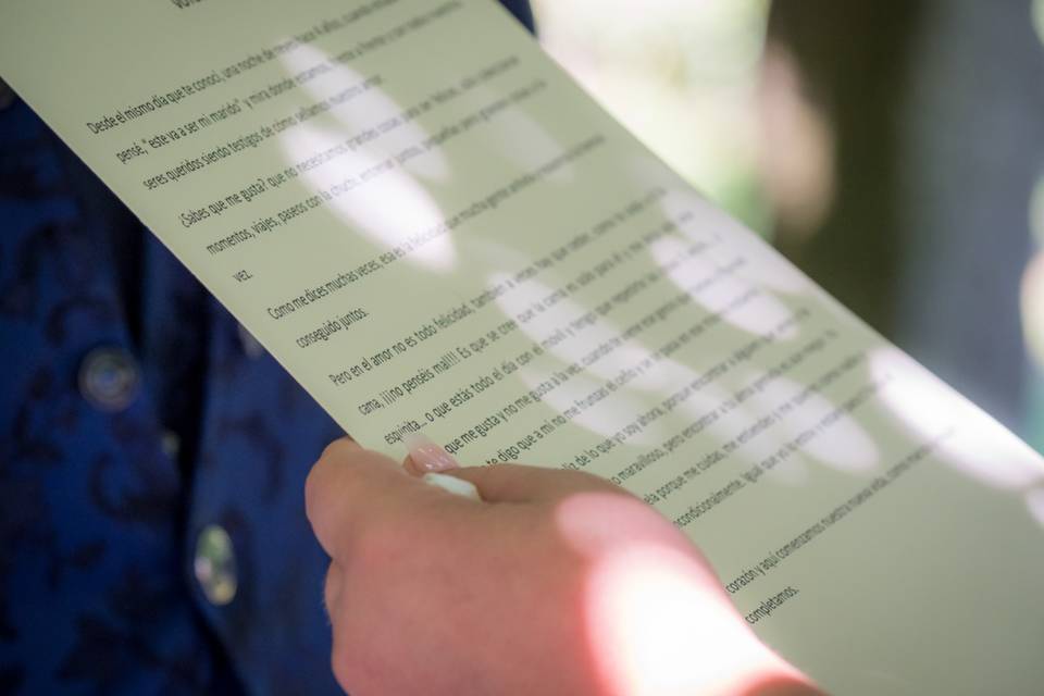 Lectura de votos matrimoniales