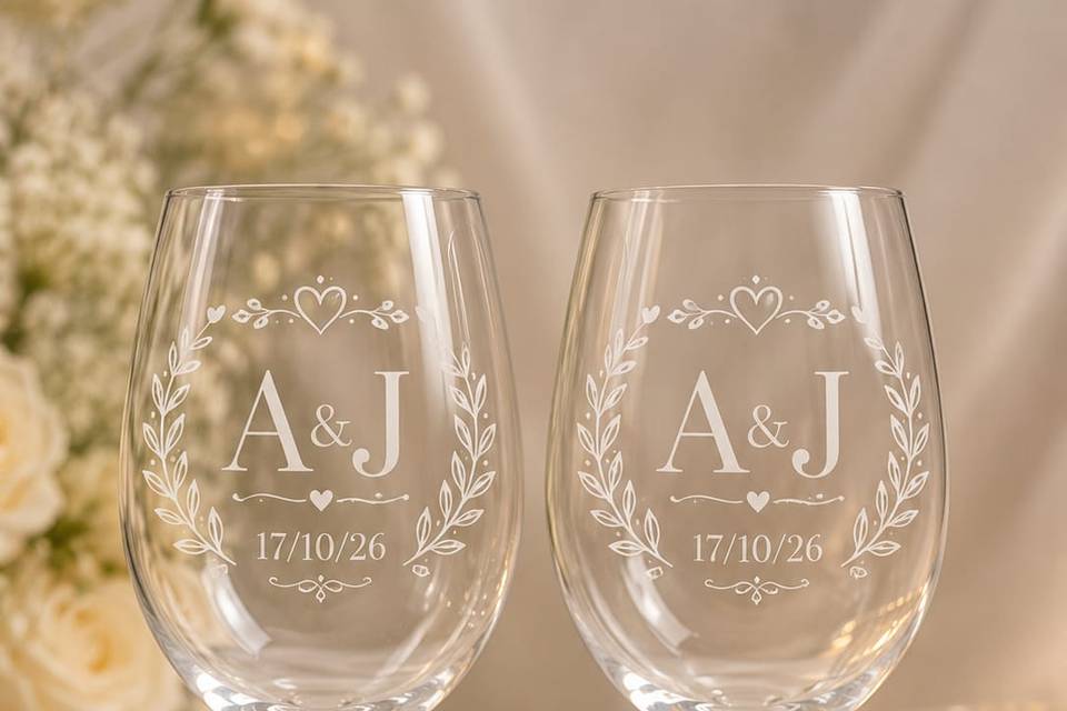Copas de vino Grabado láser