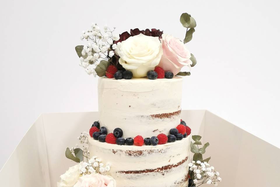 Tarta boda frutos bosque