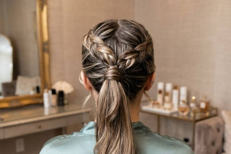 Doble trenza con coleta