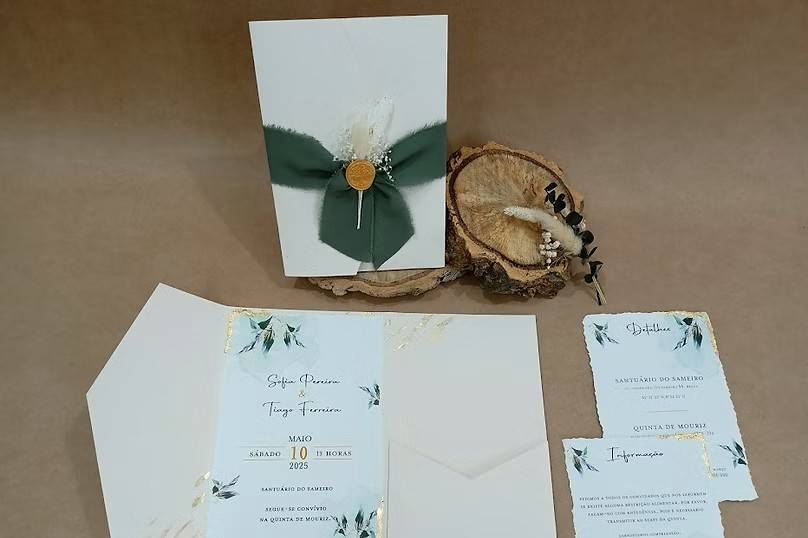 Invitación completa lazo verde
