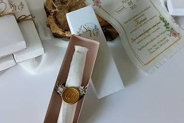 Invitación de tela en caja