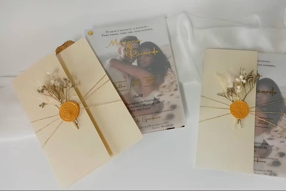Invitación foto y papel vegeta