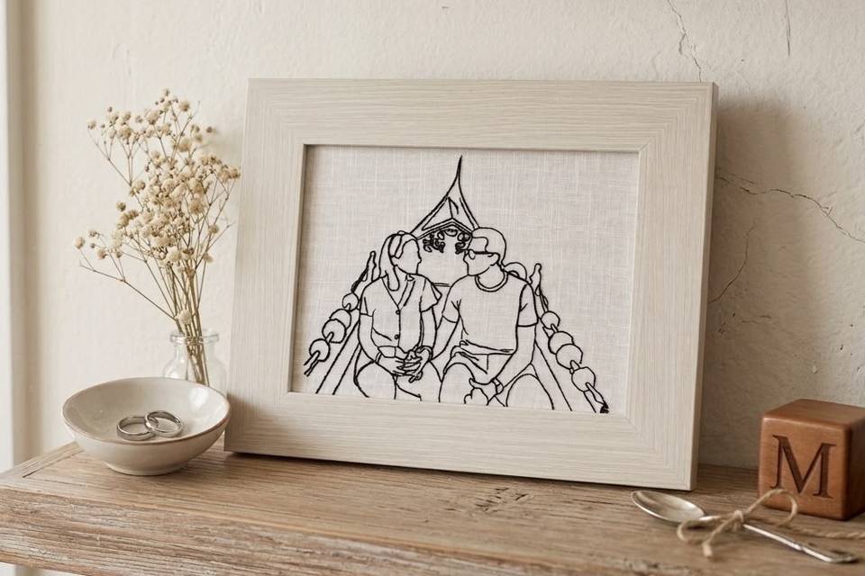 Retrato novios bordado