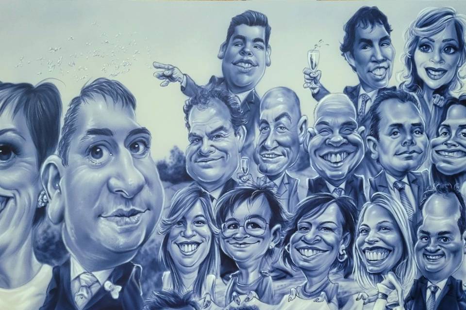 Caricatura de grupo para boda