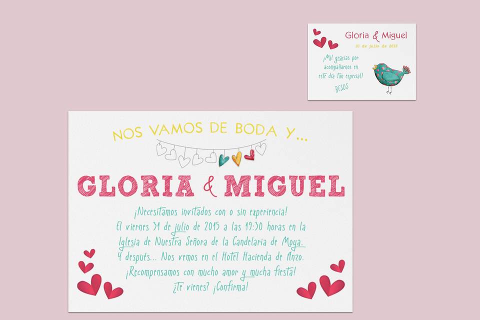 Invitación Corazones Boda G&M