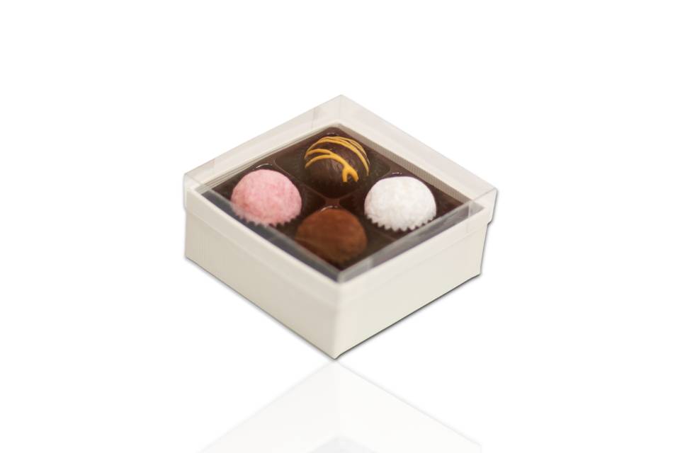 Caja de 4 trufas con tapa transparente