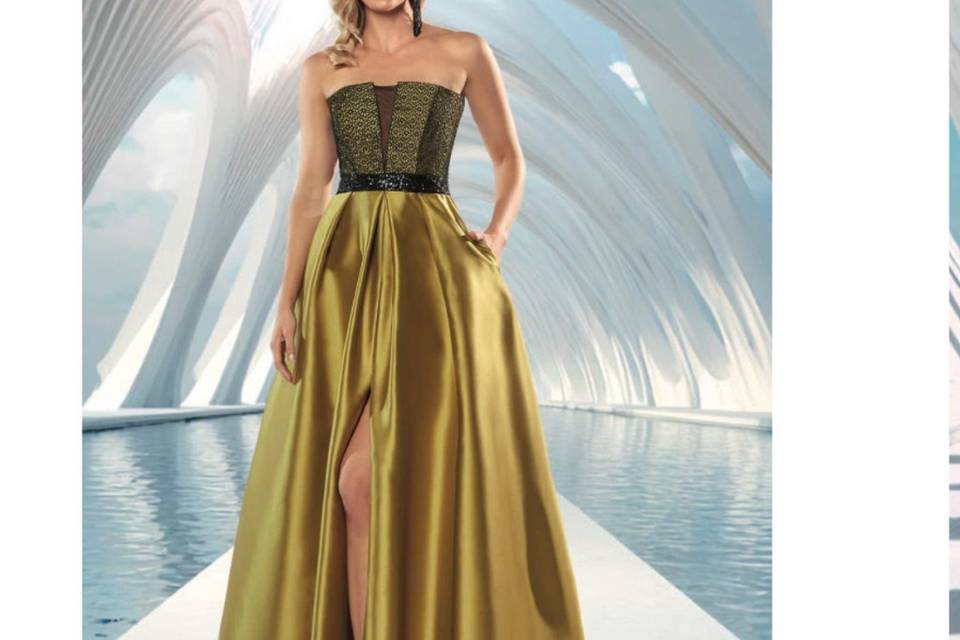 Vestido oliva y negro