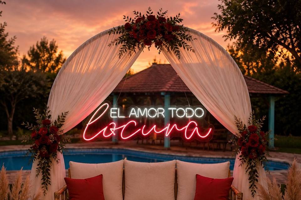 Photocall sofá y neon