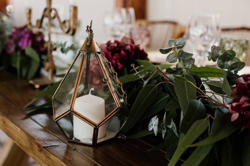 Detalles de la mesa nupcial